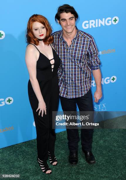 Model Lacianne Carriere and actor RJ Mitte arrive for the Premiere Of Amazon Studios And STX Films' "Gringo" held at Regal LA Live Stadium 14 on...