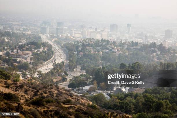 elevated view of hollywood, los angeles - beverly hills landscape stock pictures, royalty-free photos & images