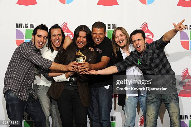 Oficina G3, Grammy winners for Best Christian Album pose in the press room during the 10th annual Latin GRAMMY Awards held at Mandalay Bay Events...