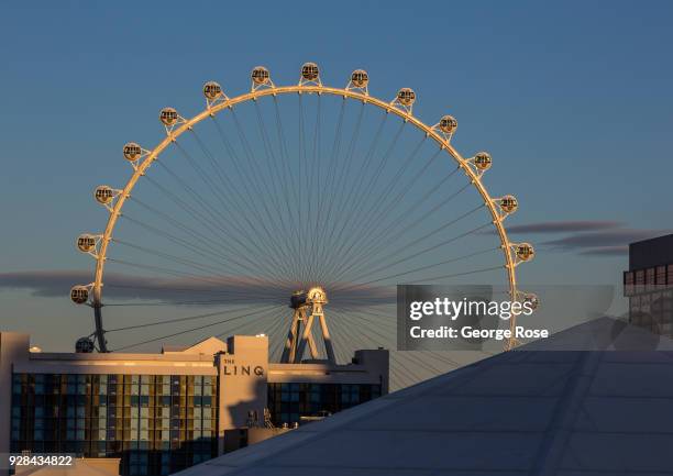 The High Roller Observation Ferris wheel and The Linq Hotel & Casino is viewed on March 2, 2018 in Las Vegas, Nevada. Millions of visitors from all...