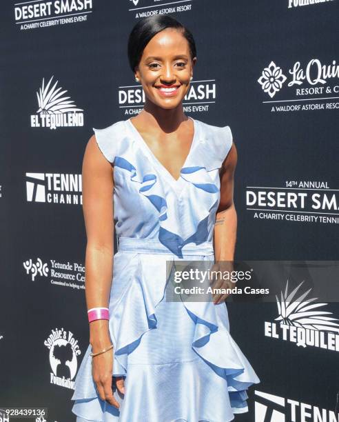 Skye P. Marshall arrives at The 14th Annual Desert Smash Celebrity Tennis Event on March 6, 2018 in La Quinta, California.