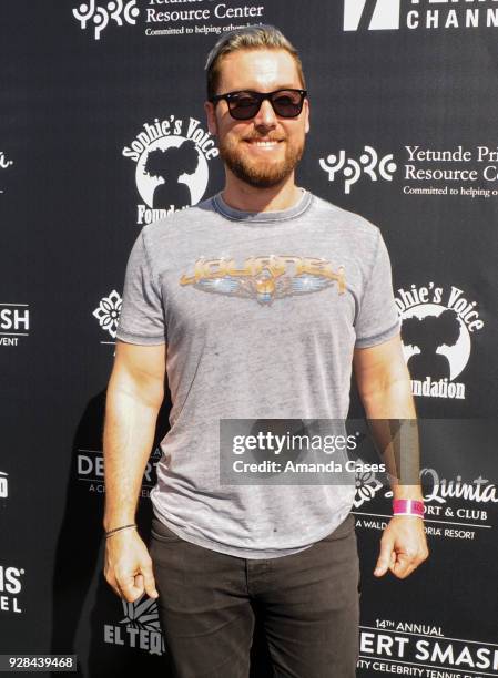 Lance Bass arrives to The 14th Annual Desert Smash Celebrity Tennis Event on March 6, 2018 in La Quinta, California.