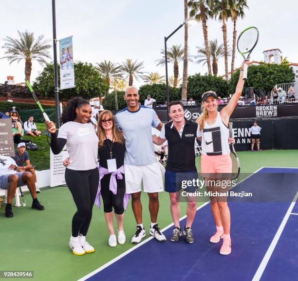 Serena Williams,Boris Kodjoe, Colton Haynes and Victoria Azarenka attend 14th Annual Desert Smash Celebrity Tennis Event on March 6, 2018 in La...