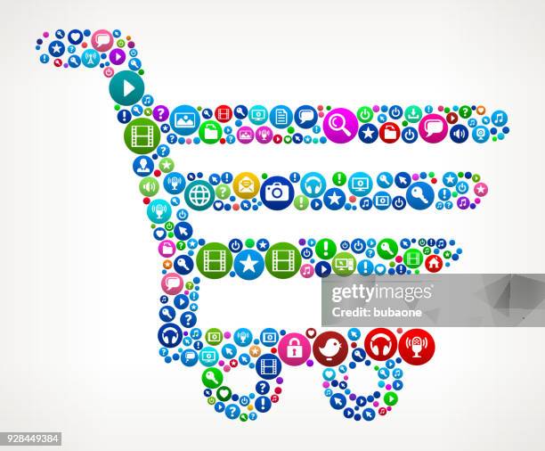 shopping cart internet communication technology icon pattern - loading groceries stock illustrations