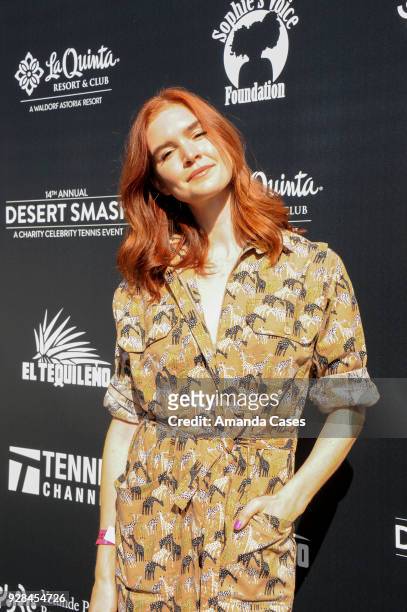 Emily Tyra arrives at The 14th Annual Desert Smash Celebrity Tennis Event on March 6, 2018 in La Quinta, California.