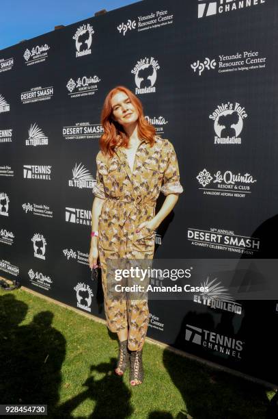 Emily Tyra arrives at The 14th Annual Desert Smash Celebrity Tennis Event on March 6, 2018 in La Quinta, California.