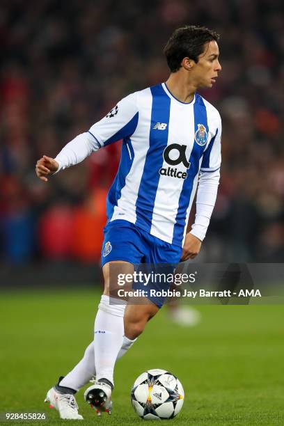 Oliver Torres of FC Porto during the UEFA Champions League Round of 16 Second Leg match between Liverpool and FC Porto at Anfield on March 6, 2018 in...