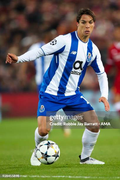 Oliver Torres of FC Porto during the UEFA Champions League Round of 16 Second Leg match between Liverpool and FC Porto at Anfield on March 6, 2018 in...