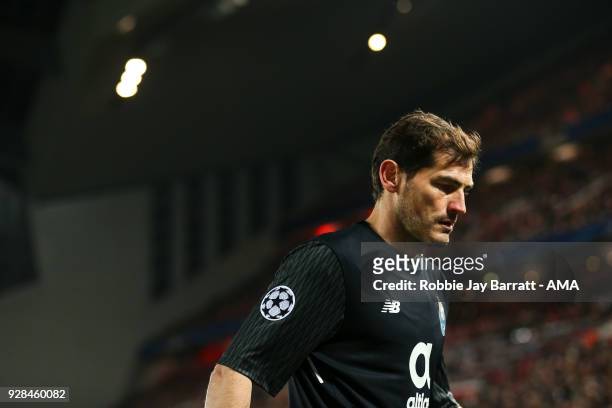 Iker Casillas of FC Porto during the UEFA Champions League Round of 16 Second Leg match between Liverpool and FC Porto at Anfield on March 6, 2018 in...