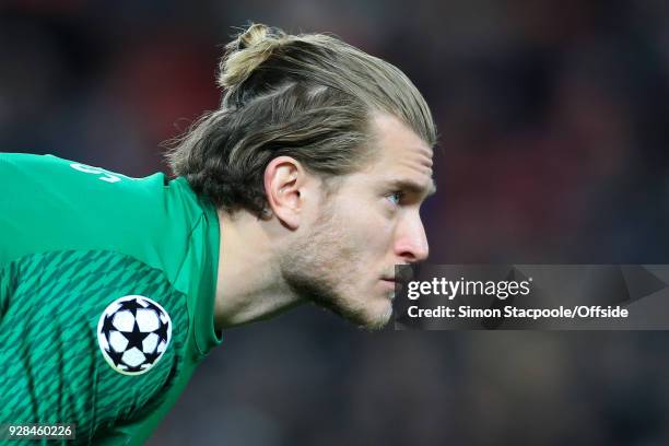 Liverpool goalkeeper Loris Karius looks on during the UEFA Champions League Round of 16 Second Leg match between Liverpool and FC Porto at Anfield on...
