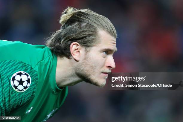 Liverpool goalkeeper Loris Karius looks on during the UEFA Champions League Round of 16 Second Leg match between Liverpool and FC Porto at Anfield on...