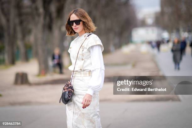 Candela Novembre , outside Chanel, during Paris Fashion Week Womenswear Fall/Winter 2018/2019, on March 6, 2018 in Paris, France.