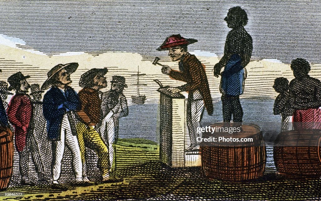 Rendering depicting slave auction