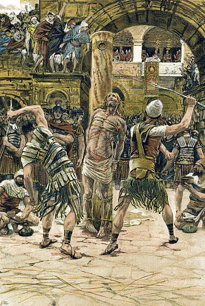 Rendering depicting public beating of Jesus