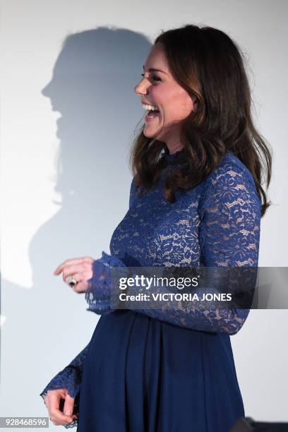 Britain's Catherine, Duchess of Cambridge officially opens the new headquarters of children's mental health charity, Place2Be in central London on...
