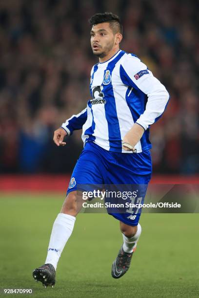 Jesus Manuel Corona of Porto in action during the UEFA Champions League Round of 16 Second Leg match between Liverpool and FC Porto at Anfield on...