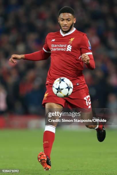 Joe Gomez of Liverpool in action during the UEFA Champions League Round of 16 Second Leg match between Liverpool and FC Porto at Anfield on March 6,...