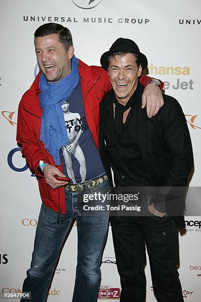 Carsten Thamm and Sven Martinek attend the Universal Party after the MTV Europe Music Awards 2009 at Tempelhof airport on November 5, 2009 in Berlin,...