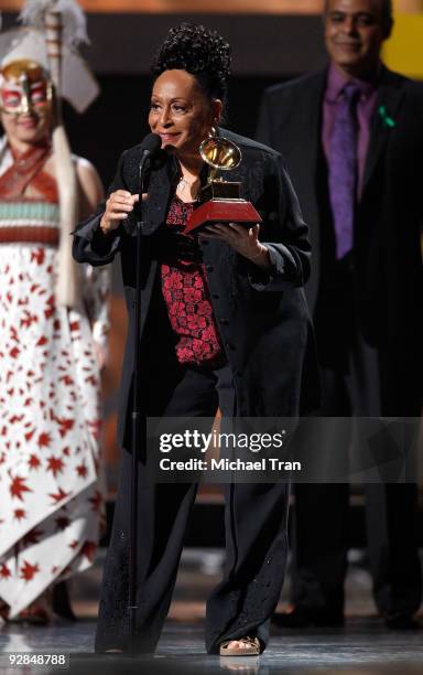 Omara Portuondo speaks onstage at the 10th Annual Latin Grammy Awards Show at Mandalay Bay on November 5, 2009 in Las Vegas, Nevada.