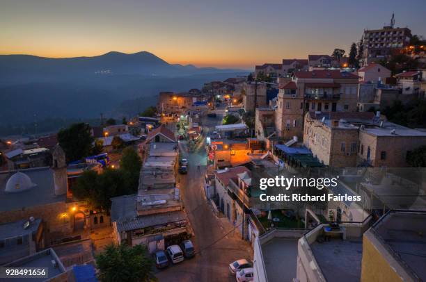 safed at dusk - safed foto e immagini stock