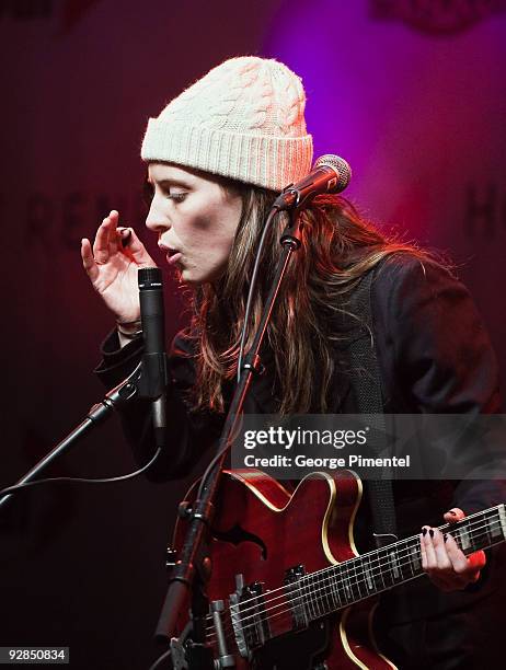 Feist performs at the Holt Renfrew Holiday Window Unveiling on November 5, 2009 in Toronto, Canada.