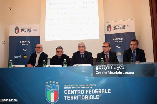 Carlo Ottavio FIGC-SGS , Piero Rinaldi president LND Basilicata, Vito Tisci president of FIGC-SGS , Walter Rizzi ENI Val D'Agri and Amedeo Cicala...