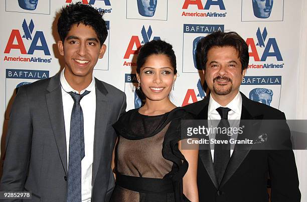 Dev Patel and Freida Pinto and Anil Kapoor attends 18th Annual BAFTA/LA Britannia Awards on November 5, 2009 in Century City, California.