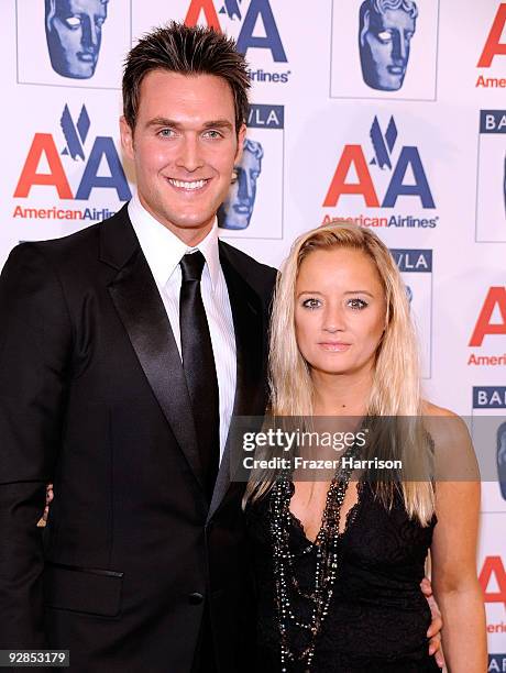 Actor Owain Yeoman and Lucy Davis actress arrive at the 8th Annual British Academy Of Film And Television Arts Britannia Awards at the Hyatt Regency...