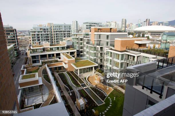 View of the Olympic and Paralympic Village Vancouver set on the waterfront of the City of Vancouver on November 4, 2009 from one of the buildings...