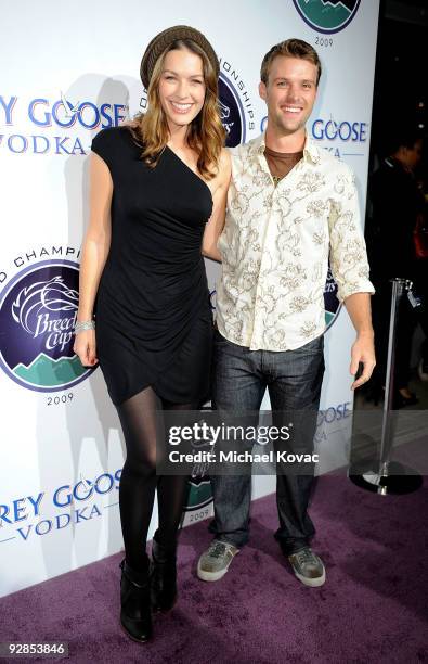 Actress Louise Griffiths and actor Jesse Spencer arrive at the Breeders' Cup Winners Circle Event at ESPN Zone at L.A. Live on November 5, 2009 in...