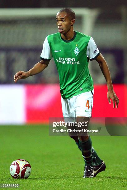 Naldo of Bremen runs with the ball during the UEFA Europa League Group L match between Werder Bremen and Austria Wien at the Weser stadium on...