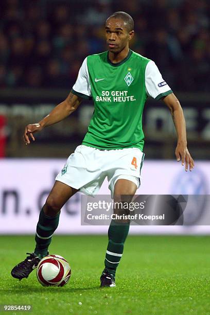 Naldo of Bremen runs with the ball during the UEFA Europa League Group L match between Werder Bremen and Austria Wien at the Weser stadium on...