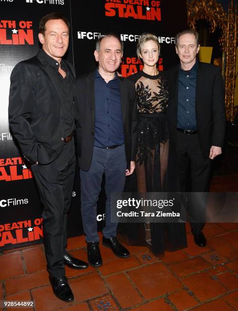 Actor Jason Isaacs, director Armando Iannucci, actors Andrea Riseborough and Steve Buscemi attend the premiere of IFC Films' 'The Death Of Stalin'...