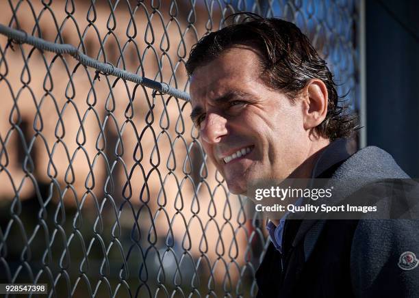Former Formula One driver Pedro de la Rosa of Spain during day two of F1 Winter Testing at Circuit de Catalunya on March 7, 2018 in Montmelo, Spain.