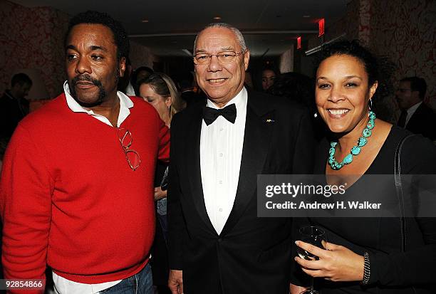 Director Lee Daniels, General Colin Powell and Linda Powell attend The Cinema Society & Tommy Hilfiger screening of "Precious" after party at the...