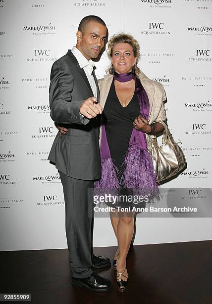Tony Parker and Mother Pamela attends the Make a Wish, IWC Schaffhausen And Tony Parker - Gala Dinner on September 27, 2007 in Paris.