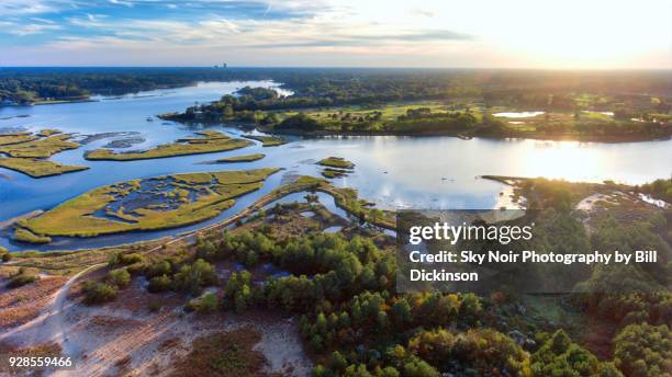 high above lynnhaven inlet - virginia beach, virginia - virginia beach stock pictures, royalty-free photos & images