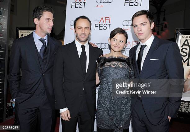 Actor Matthew Goode, director Tom Ford, actors Ginnifer Goodwin and Nicholas Hoult pose at the AFI FEST 2009 screening of the Weinstein Company's "A...