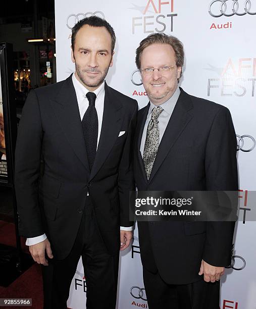 Director Tom Ford and AFI President and CEO Bob Gazzale arrive at the AFI FEST 2009 screening of the Weinstein Company's "A Single Man" at the...