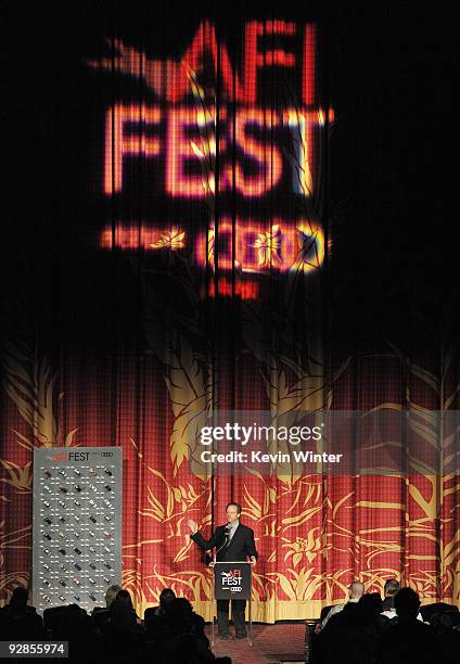 President and CEO Bob Gazzale speaks at the AFI FEST 2009 screening of the Weinstein Company's "A Single Man" at the Chinese Theater on November 5,...