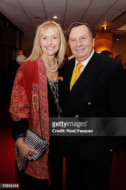 Barry Humphries and his wife Lizzie Spender attend the AMPAS' Centennial Tribute To Johnny Mercer at the Samuel Goldwyn Theater on November 5, 2009...