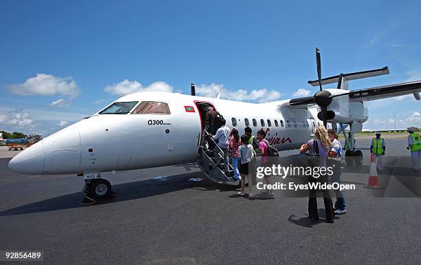 Passenger departure at Male International Airport on September 27, 2009 in Male, Maldives. The maldive islands consist of around 1100 islands and...