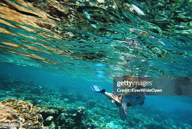 Snorkeling and Diving Trip to the reef of Addu Atoll on September 27, 2009 in Male, Maldives.The maldive islands consist of around 1100 islands and...