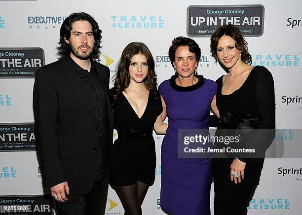 Director Jason Reitman, actress Anna Kendrick, Nancy Novogrod and actress Vera Farmiga attend the "Up In The Air" screening afterparty at The Rouge...