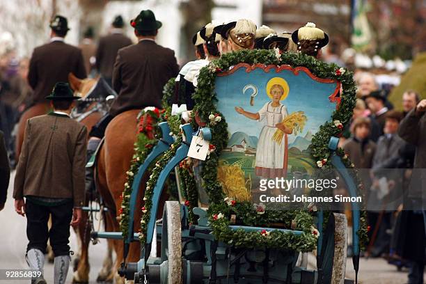 People in traditional Bavarian dress take part in the so called Leonhardi Ride, a horse pilgrimage in honor of Saint Leonard de Noblac, on November...