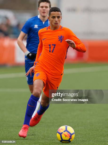 Mohammed Ihattaren of Holland U17 during the match between Holland U17 v Iceland U17 at the Sportpark De Watertoren on March 7, 2018 in Zaltbommel...