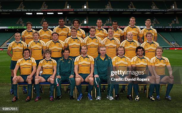 The Australia squad pose for a team group during the Australia training session at Twickenham on November 6, 2009 in London, England.