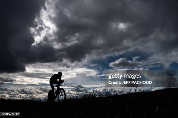 Team Bora Hansgrohe Polish cyclist Pawel Poljanski rides during a 18,4km individual time-trial, the fourth stage of the 76th Paris-Nice cycling race...