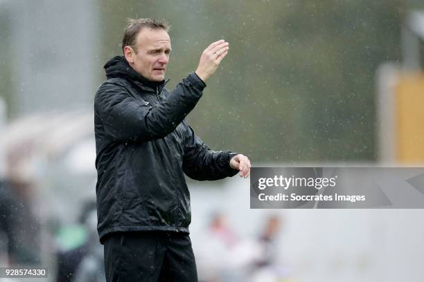 Coach Kenneth Heiner-Moller of Canada Women during the Algarve Cup Women match between Canada v Japan at the Complexo Desprtivo Belavista on March 7,...