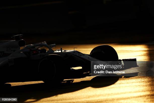 Sergey Sirotkin of Russia driving the Williams Martini Racing FW41 Mercedes on track during day two of F1 Winter Testing at Circuit de Catalunya on...